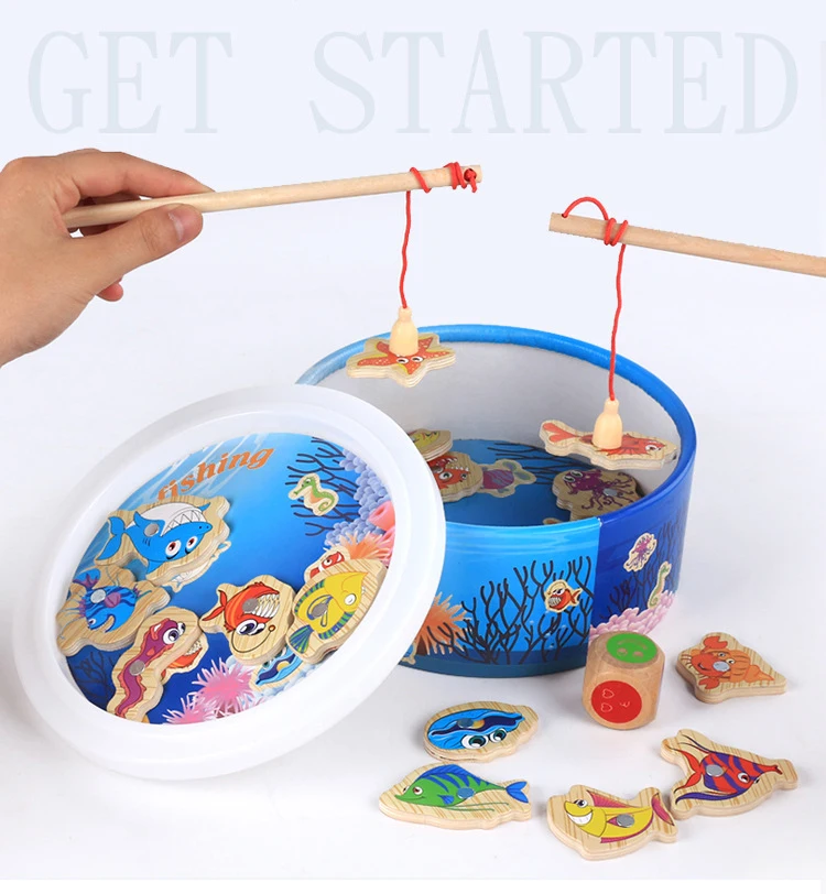 Детские развивающие игрушки деревянный магнитный Набор рыболовных игрушек игра
