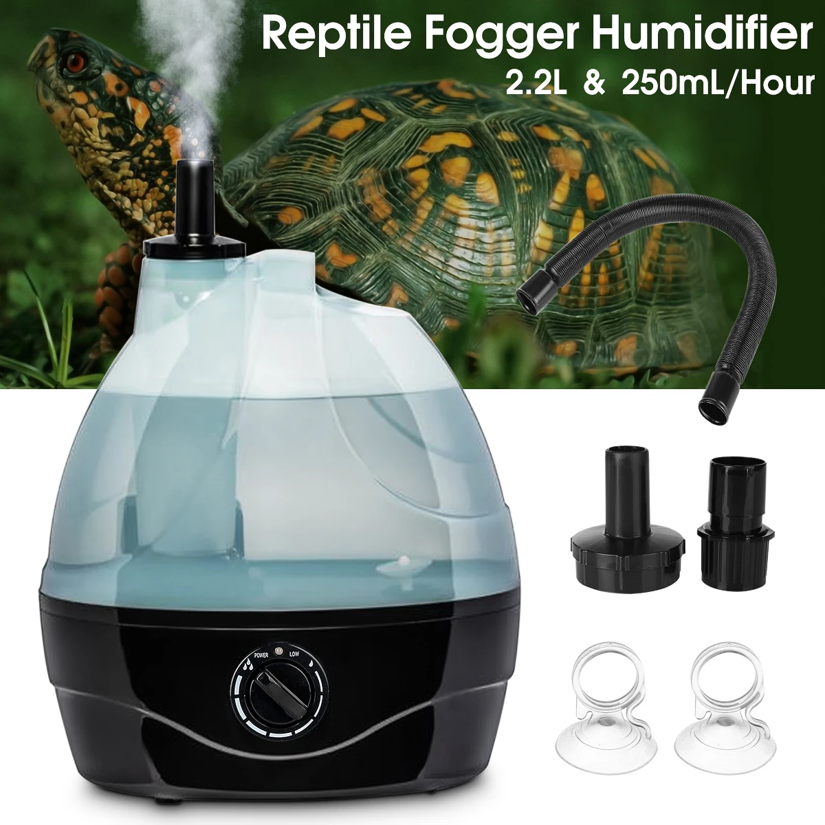  warmtoo  1 pcs Brand New High Quality 2.2L Tank Amphibians Reptile Fogger Humidifier Vaporizer Fog 