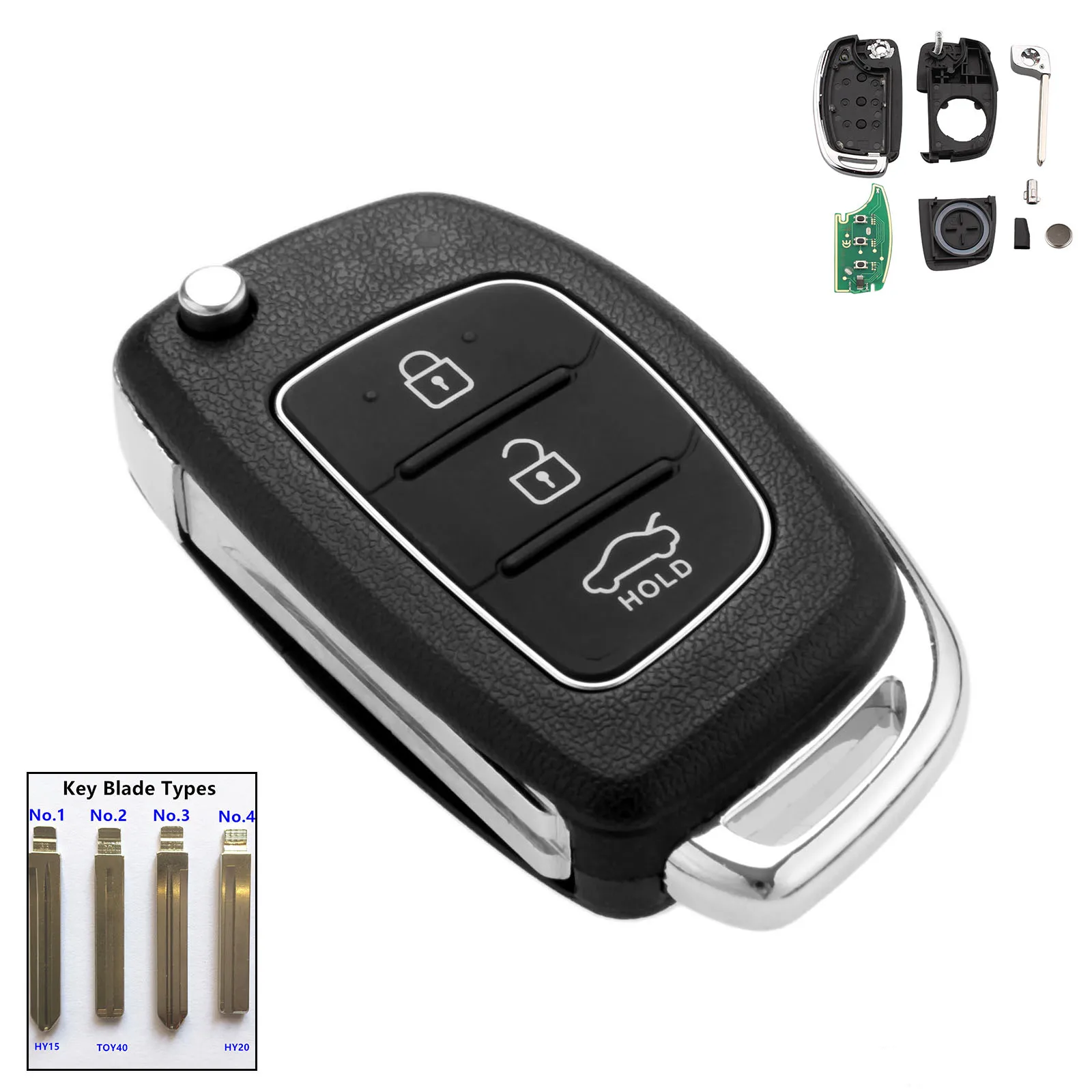 

Yetaha 433 MHz 3 Buttons Car Remote Key For Hyundai Accent Elantra Avante Sonata Santa Fe Eon Click Solaris Avega With ID46 Chip