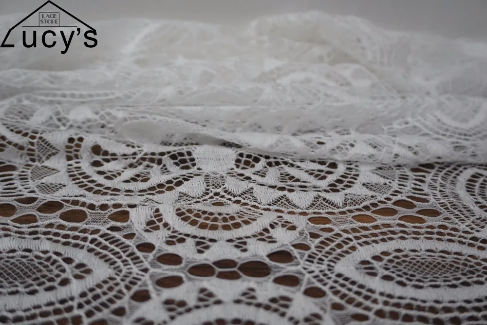 Мягкое и плотное высококачественное кружевное черно-белое последнее геометрическое кружево с ресничками ткань для изготовления платьев для девочек