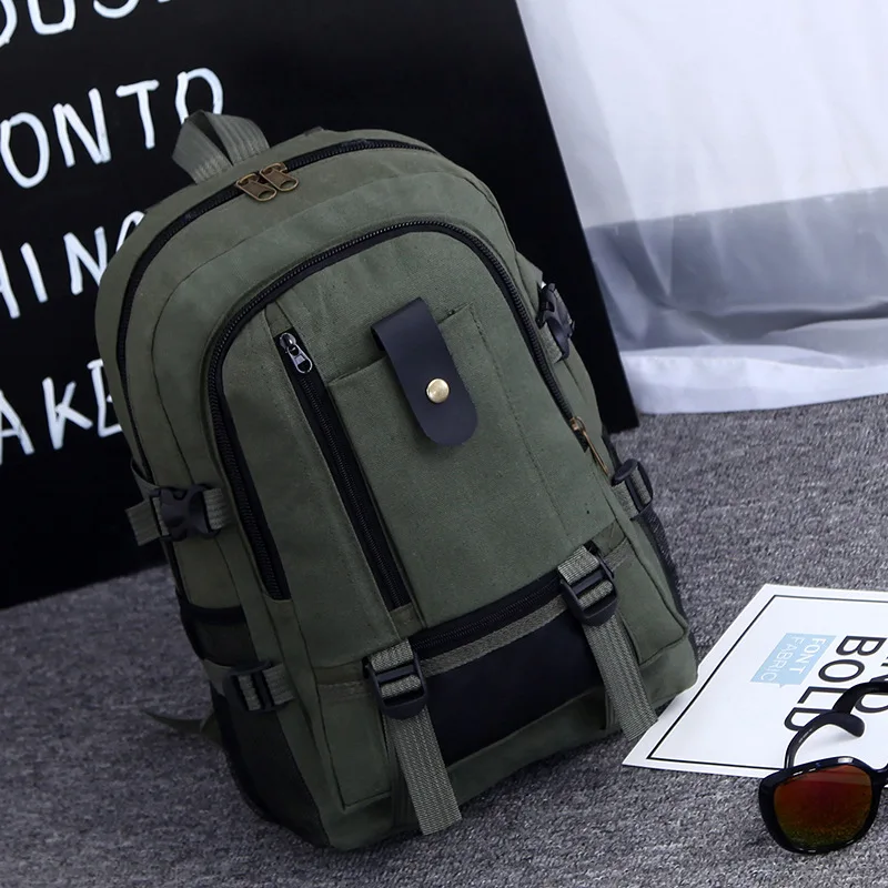 

Backpack New Solid Color Personalized Canvas Large Capacity Bag Leisure Travel Backpack