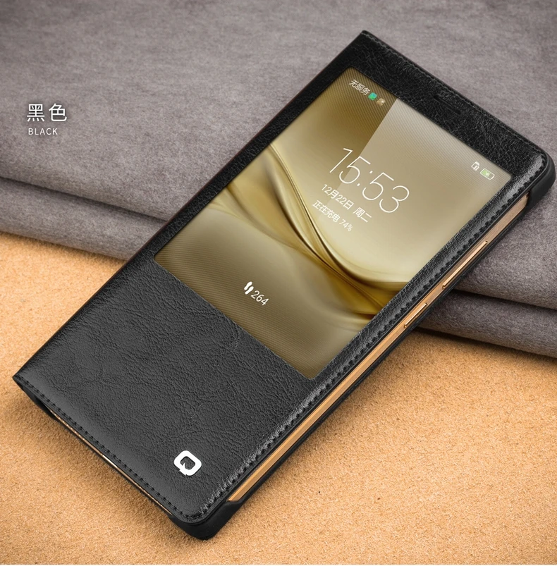 Роскошный Ультратонкий флип-чехол из натуральной кожи для huawei mate 8 Бизнес Магнитный умный вид Окно чехол для huawei mate 8