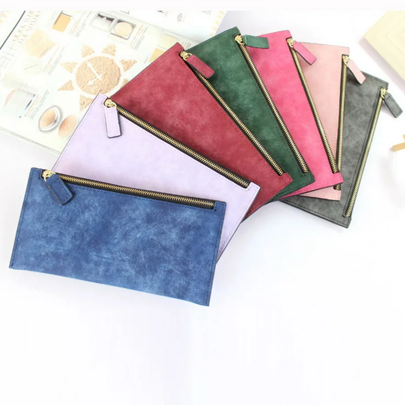 

Simple Ladies Wallets Frosted Zipper Wallet Long Clutch Bags Coin Purse Card Holder Package For Girls