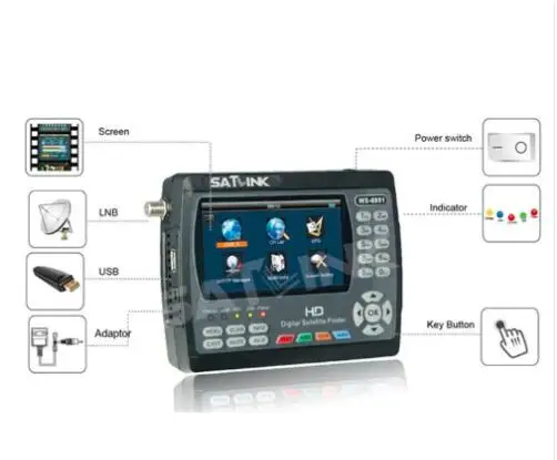 Satlink WS 6951 ручной искатель dvb s2 4 3 'на тонкопленочных транзисторах на