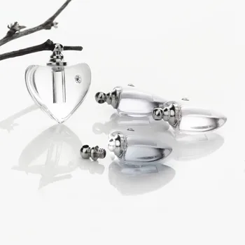

50pieces screw cap 19*19mm clear heart Crystal Vials pendant perfume vial bottle fashion necklace pendant name on rice art