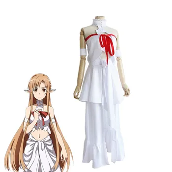 

Yuuki Asuna Cosplay SAO Sword Art Online Popular Japanese Anime Costume Skirt With Arm Ring Leggings Prison Dress Costume Anime