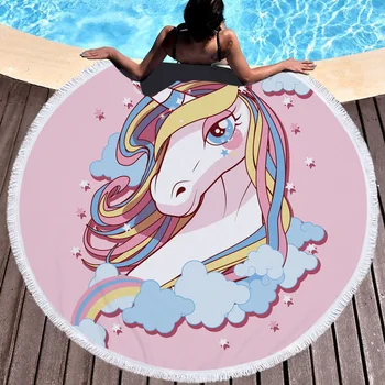

Cartoon Unicorn Series Microfiber Beach Towel with Drawstring Backpack Bag Sport Yoga Blanket Swimming Bath Towel