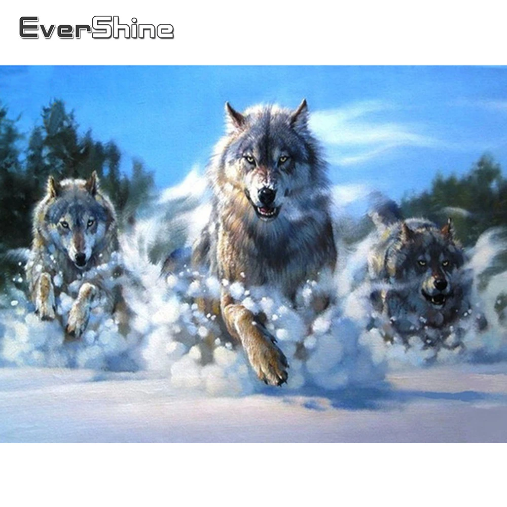 

Evershine Diamond Painting Animals Wolf Full Square Diamond Embroidery Cross Stitch Kit Diamond Mosaic Rhinestones Handcraft Art