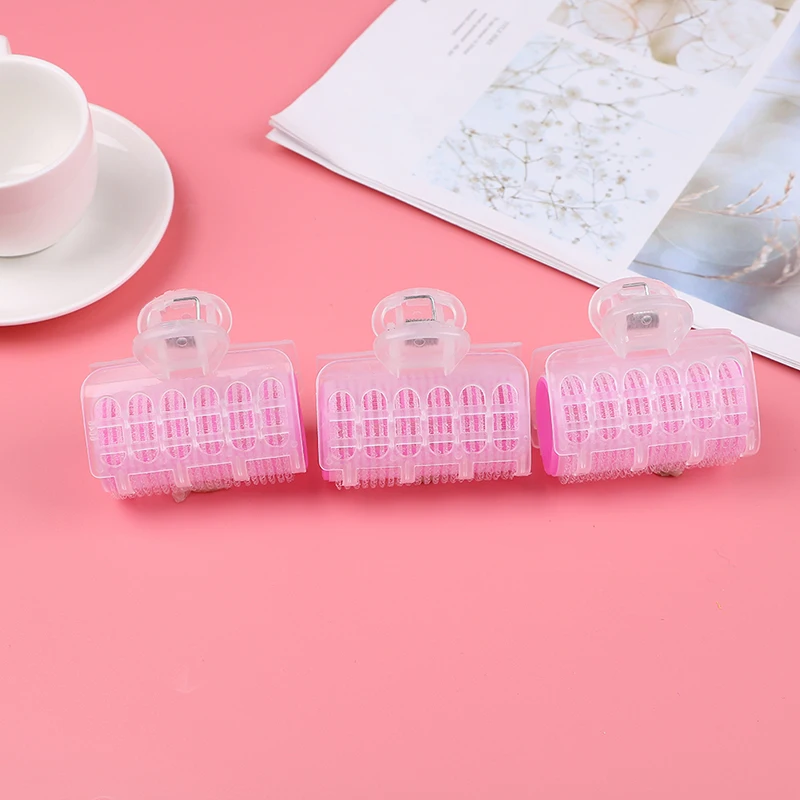 3PC Self Grip Plastic Hair Roller Clips Hair Curler Big Loop DIY Pink