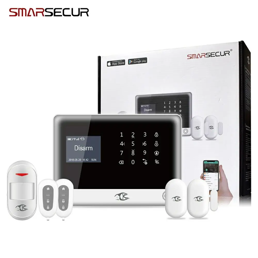 2018 New Alarm GSM SIM Card+Wifi Security System Mobile Tablet APP Control Wifi SmarSecur H6 | Безопасность и защита