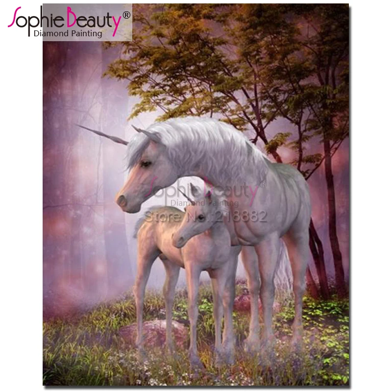 Картина из страз сделай сам Sophie Beauty вышивка крестиком единорог рисунок животных