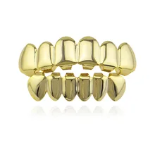 Hip Hop Gold Teeth Grillz Top & Bottom Grills Dental Mouth Punk Teeth Caps Cosplay Party Tooth Rapper Jewelry Gift XHYT1001
