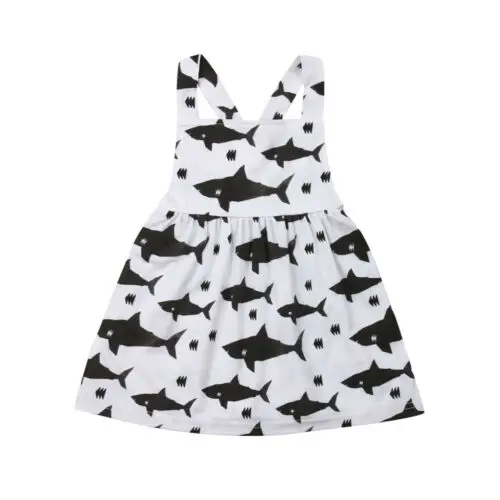 Cute Baby Girls Toddler Summer Clothes Cartoon Shark Print Ball Gown Dress Costume Cute Baby Girls Toddler Summer Clothes Cartoon Shark Print Ball Gown Dress Costume