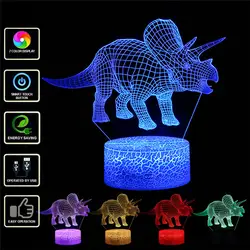 Детский подарок динозавсветодио дный р LED 3D подсветкой Лампа Оптические иллюзии настольная ночник с 7 цветов Изменение 40JA03