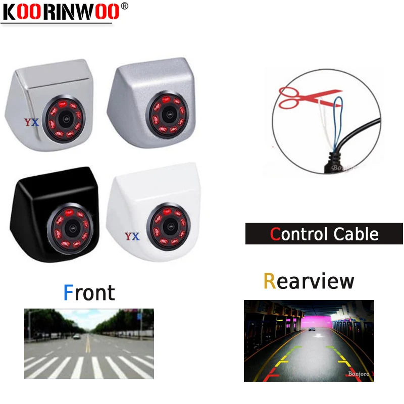 Kopen Koorinwoo CCD HD Switching 8 Infrarood Verlichting Auto Achteruitrijcamera Front Vorm Camera Side Cam Back up parkeerhulp Video