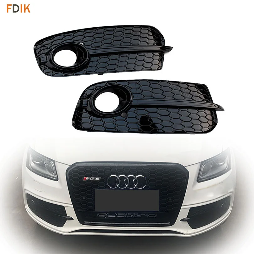 

Sport Sline SQ5 Style Full Black Honeycomb Front Lower Bumper Fog Light Cover Vent Grille for Audi Q5 2013 2014 2015 2016