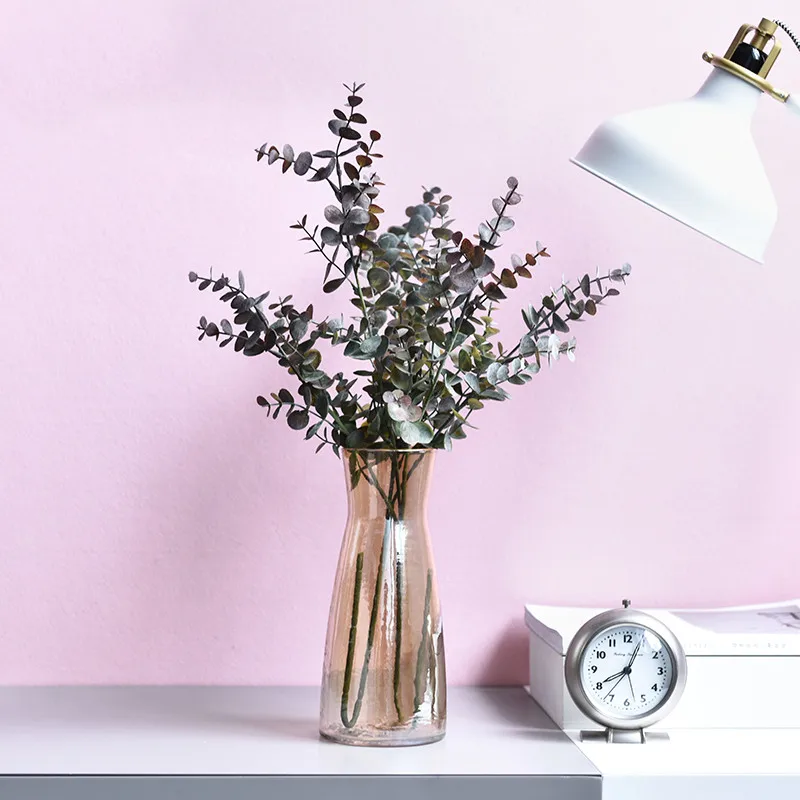 

Nordic Glass Vase Simple Tin Foil Texture Transparent Plating Vase Dried Flowers Inserted Home Desktop Decor Gift Dropshipping