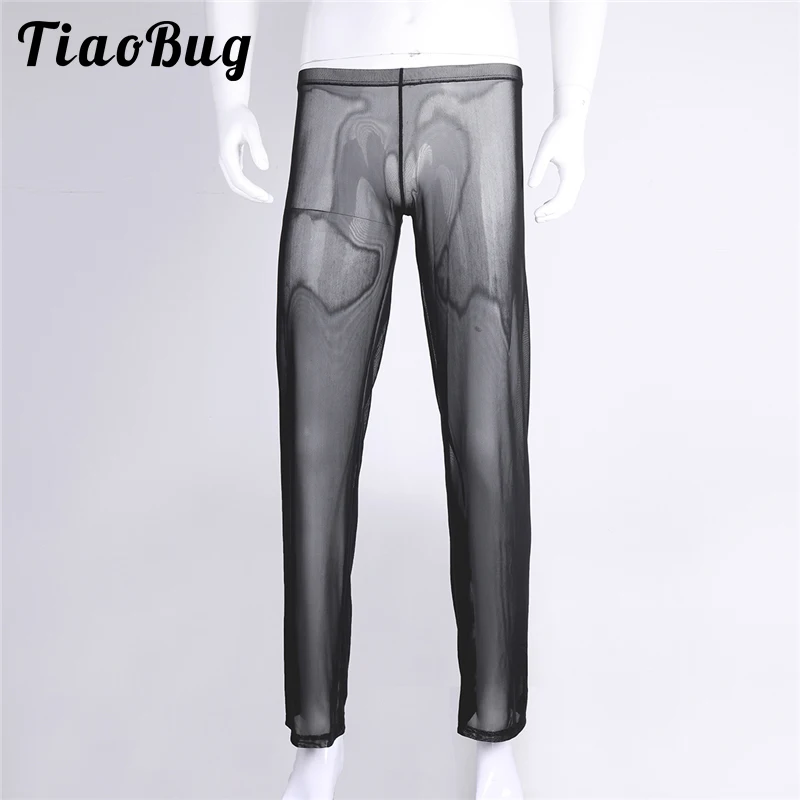 

Hot Solid Color Men's Mesh See-through Breathable Pants Male Lingerie Night Clubwear Trousers Home Underwear Sleepwear