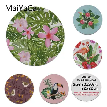 

MaiYaCa Tropical Bird and Leaves Ins Unique Desktop Pad Game Mousepad Custom Design Gaming Computer Round Mouse pads