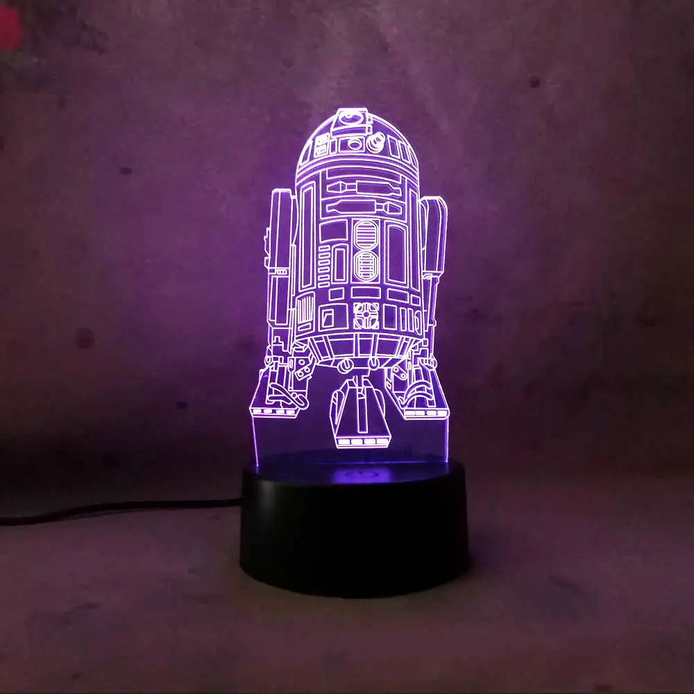 Звездные войны R2D2 военный корабль 3D Лава ночник сенсорный 7 цветов градиентный