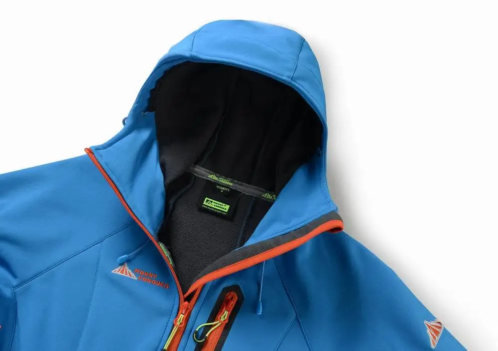 Крепление покорить Для женщин Пеший Туризм Куртка Softshell Открытый спорт отдых для верховой езды ветрозащитный Водонепроницаемый утолщаются теплые мягкие пальто