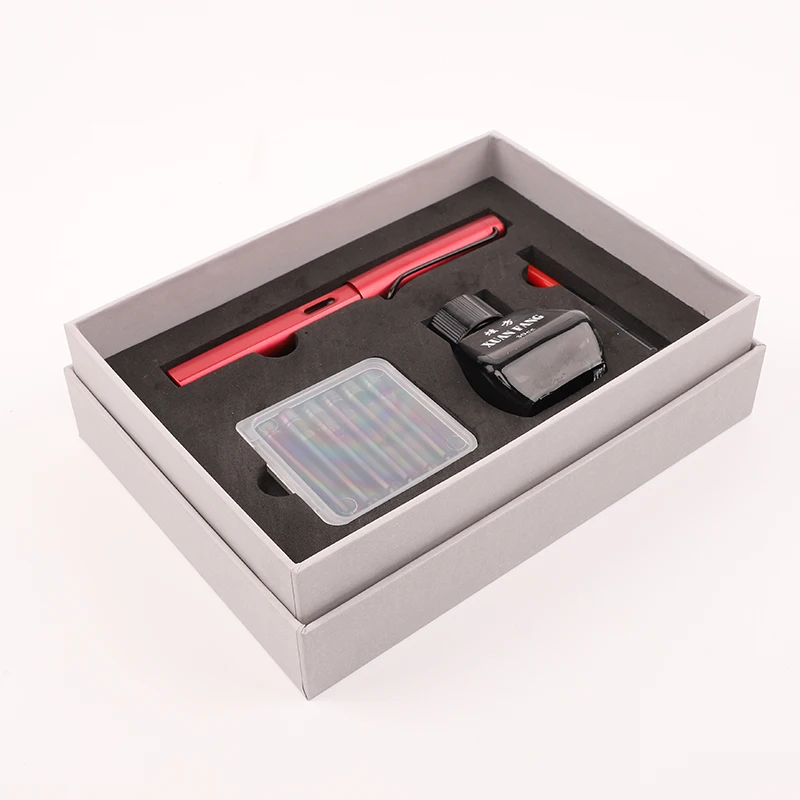 

Fountain Pen Gift Set with 30ml Bottle Ink 6pcs Ink Cartridge Gift Box 0.5mm 0.38mm Posture Correction Student Writing Pens