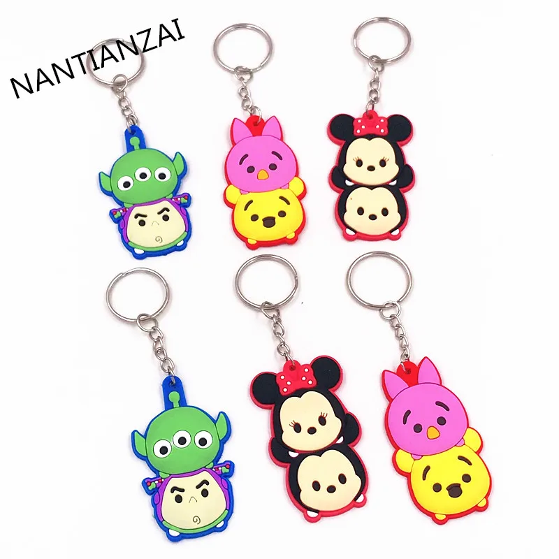 

1PCS Cute Cartoon Mickey Minnie Daisy Donald Cartoon PVC Keychain Kids Gift Key ring Backpack Pendant Key Holder Key Chains