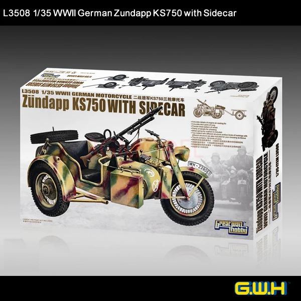 

GREATWALL L3508 1/35 Scale WWII German Zundapp KS750 With Sidecar Plastic Model Building Kit