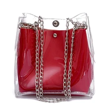 FGGS женская маленькая сумка-ведро пластиковая прозрачная сумка-тоут композитная сумка на цепочке женские Мини желейные сумки