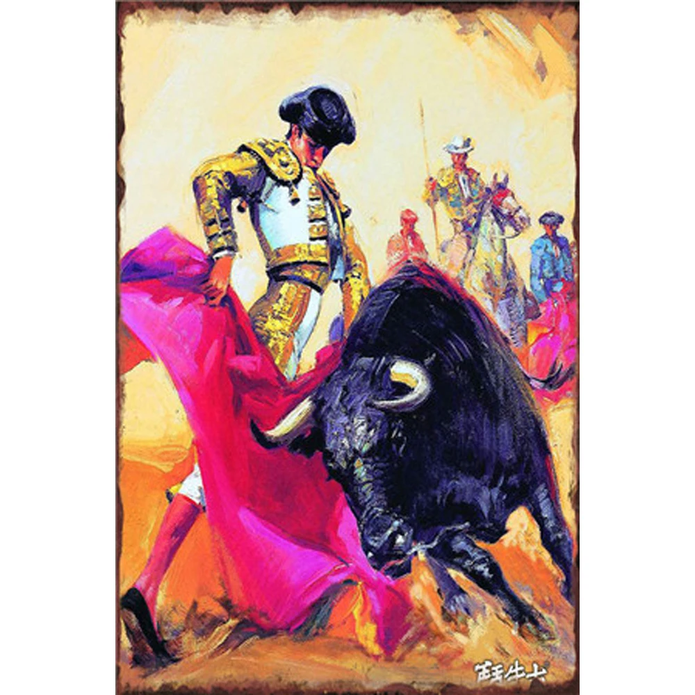 

Bullfighters Vintage Metal Poster Antique Metal Tin Signs Shabby Chic Home Shop Decorative Retro Art Wall Sticker Plate Decor