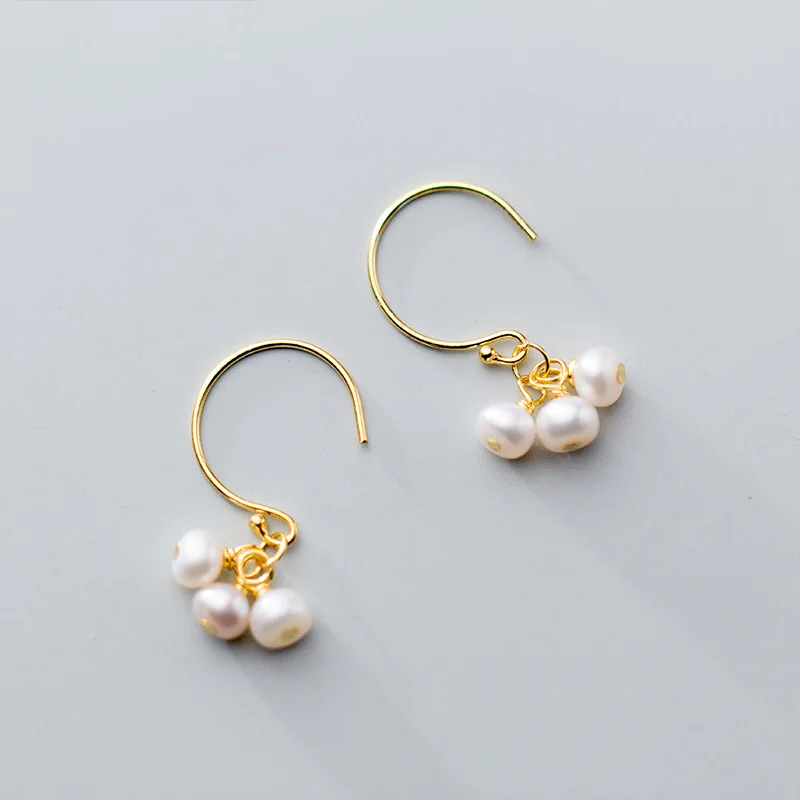 

925 Sterling Silver Piercing Freshwater Pearl Stud Earring For Women Girls Gift Wedding Jewelry Brincos Bijoux pendientes eh1039