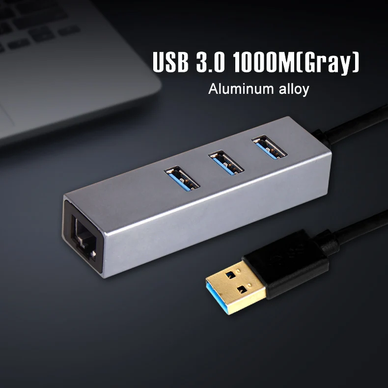 Ofccom USB 3,0 Hub Ethernet сетевой адаптер 3 Порты USB 3,0 концентратор для RJ45 Lan 10/100/1000 м сетевая карта для Macbook оконные рамы - Цвет: Usb 3.0 1000M Gray