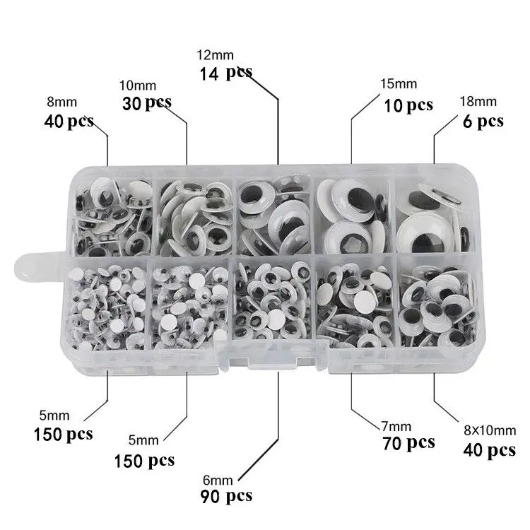600 шт./кор. 5-18 мм Пластик самоклеющиеся поддельные круглый эллиптический высококачественные солнцезащитные очки игрушечные куклы игрушечные глаза искусство Ремесла поставок детские игрушки доступа