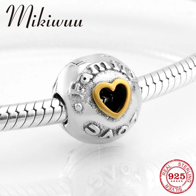 

Round shape 925 Sterling Silver Family Love Hollow out heart Clip lock Beads Jewelry making fit Original Pandora Charm Bracelet