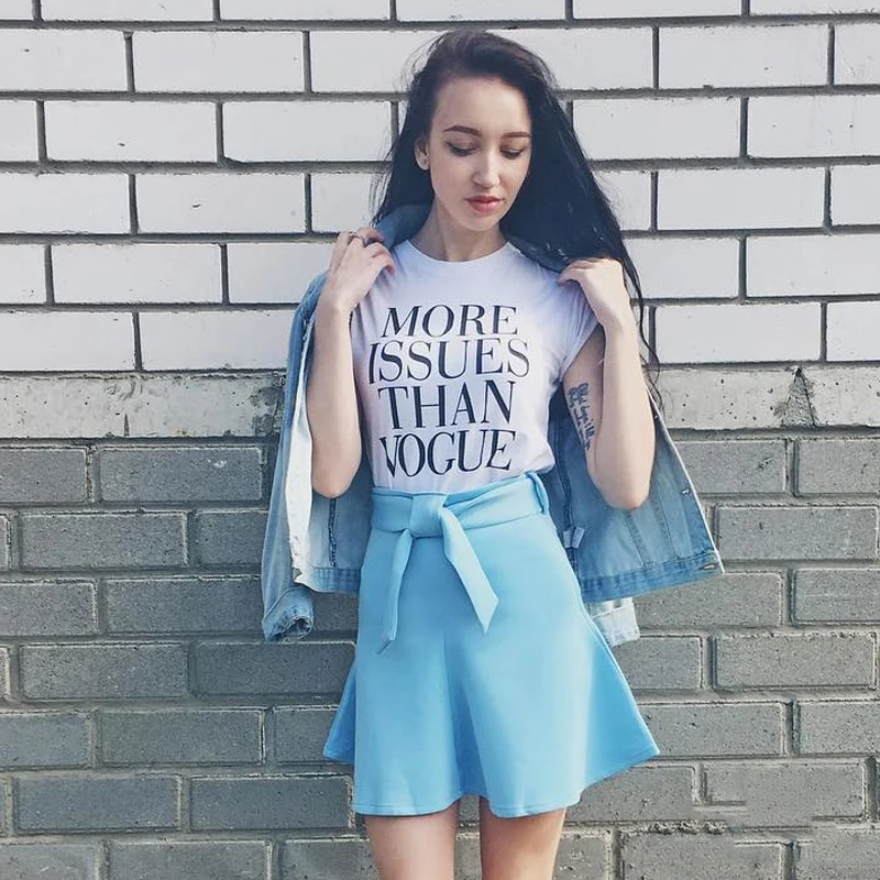 

ONSEME More Issues Than VOGUE T Shirt Women Hipster Streetwear Harajuku Tees Tops Female Summer Casual Basic Tshirt Tumblr
