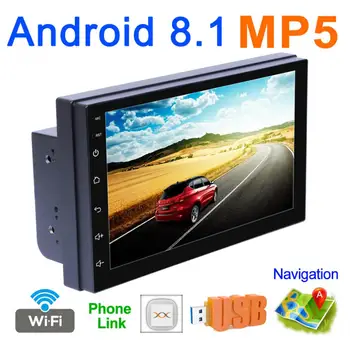 

7 Inch 2 DIN Bluetooth QUAD-Core Android 8.1 Car Mp5 Player GPS Navigation AM/FM Radio Support Mirror Link/Phonelink/Wifi