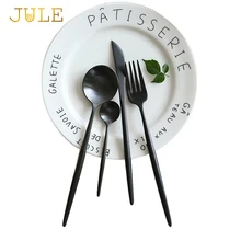 2017 Luxury Black Cutlery Set of 24pcs 1810 Stainless Steel Knives Forks Tablespoons Top Quality Japanese Style Dinnerware Sets