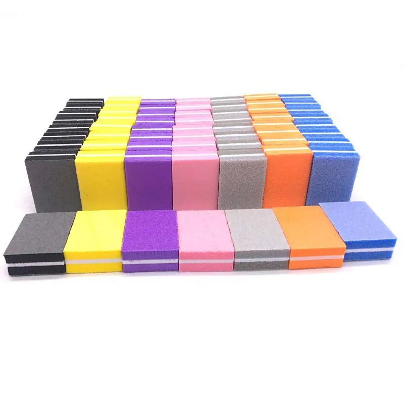 Mix color 100 шт. мини пилка для ногтей блок наждачная бумага красочные 100/180 Лайм а онгле Professional пилочки для маникюра и педикюра Уход за ногтями инструменты - Цвет: Mix color