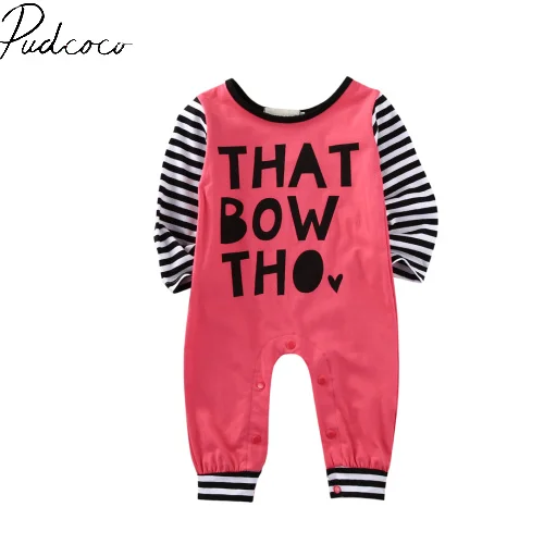 

Pudcoco Long Sleeve Striped O-Neck Pullover New Hot Newborn Baby Clothes Sets Girls Boy Clothes Romper Outfits Costume Set 3-24M