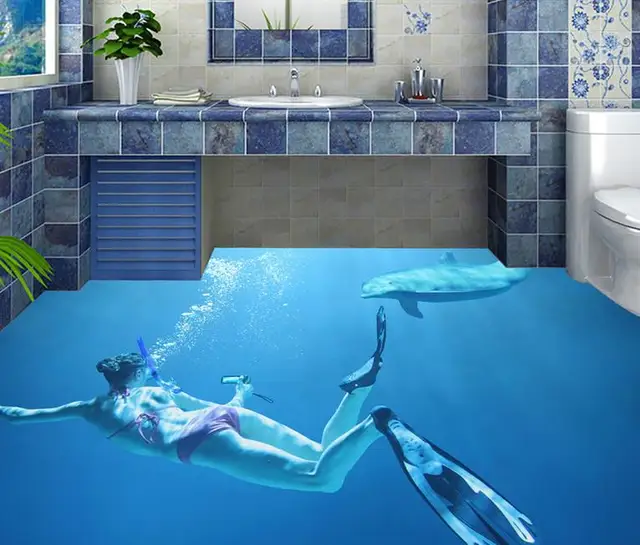 Personalizado papel pintado auto adhesivo 3d baldosas baño de vinilo