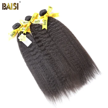 

BAISI Hair Kinky Straight 10A Peruvian Raw Virgin Hair 100% Unprocessed Human Hair Bundles Deal