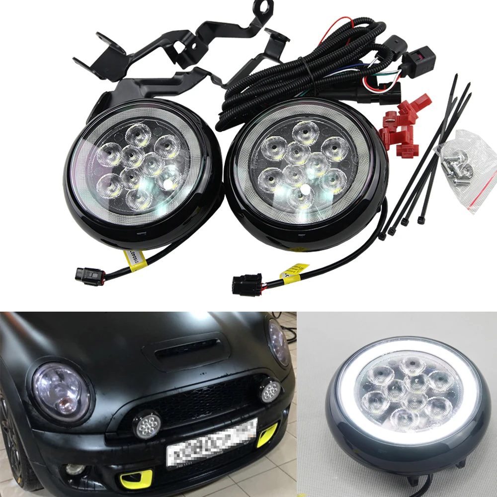 

LED Rally Driving Light Halo Ring Daytime Running Lamps For MINI Cooper (Black/Chrome)
