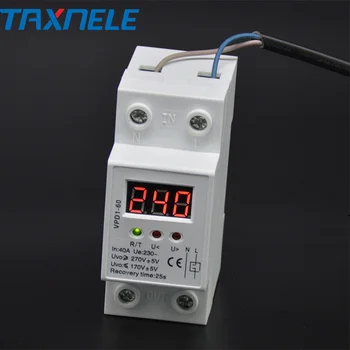 

40A 63A 220V auto reconnect over voltage and under voltage protection protective device relay with Voltmeter voltage monitor