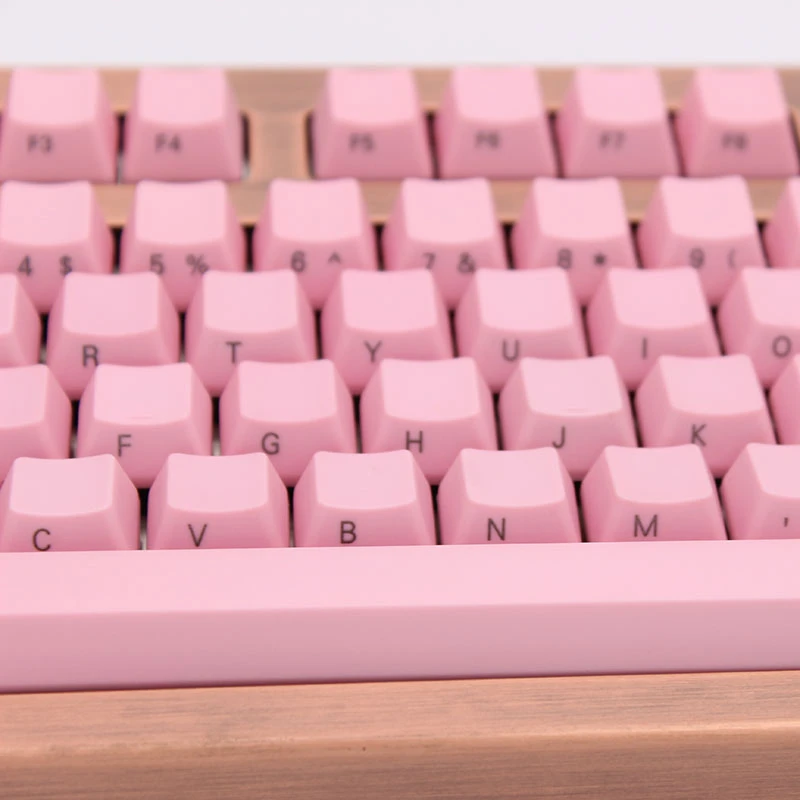 IDOBAO Pink Mechanical Keyboard 87 Key OEM Pbt Keycap Retro Laser Engraving Side Printing Gaming Ta