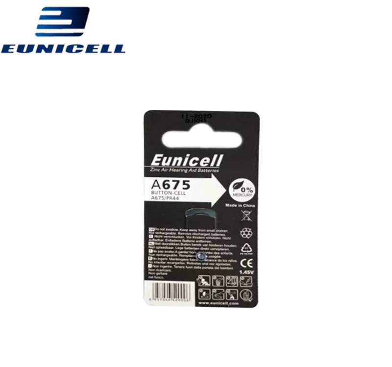 60 PCS Eunicell Baterias Zinc Air Hearing
