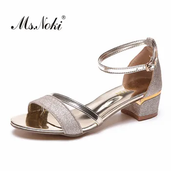 

summer samdals 2019 new platform sandals of women square heel buckle strap solid classics gold shoes ankle strap sandal of girls