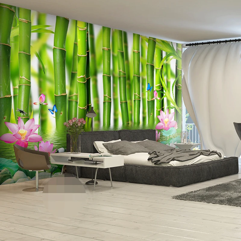 Пользовательские 3D фото обои для стен 3 D Лотос цветок бамбуковый лес настенная