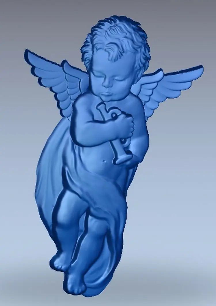3d модель рельеф для ЧПУ в формате STL Angel_with_tube|3d model relief|3d relief modelfor cnc |