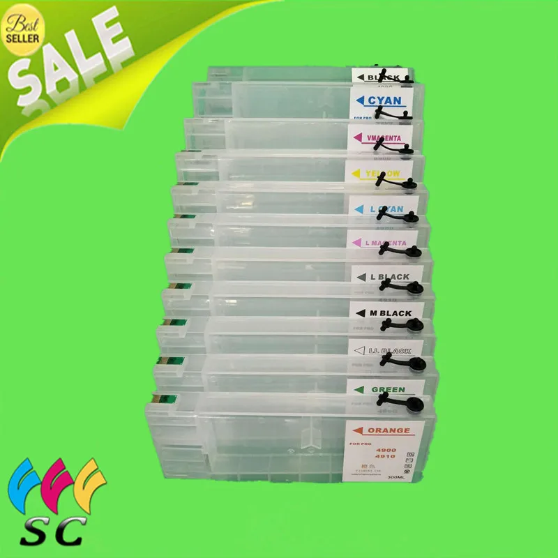 

Wide format Refillable Ink Cartridge T6531-T6539 T653A T653B For Epson 4900 4910 printer with chip 11Colors/set 300ML/PC