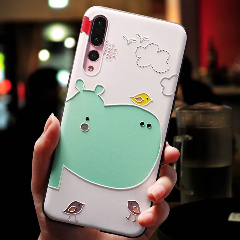 

coolde Cute 3D Emboss Cartoon Patterned Phone Case For Huawei P20 P20 Pro Cases Soft Silicone Cover For Huawei P20 Lite Coque